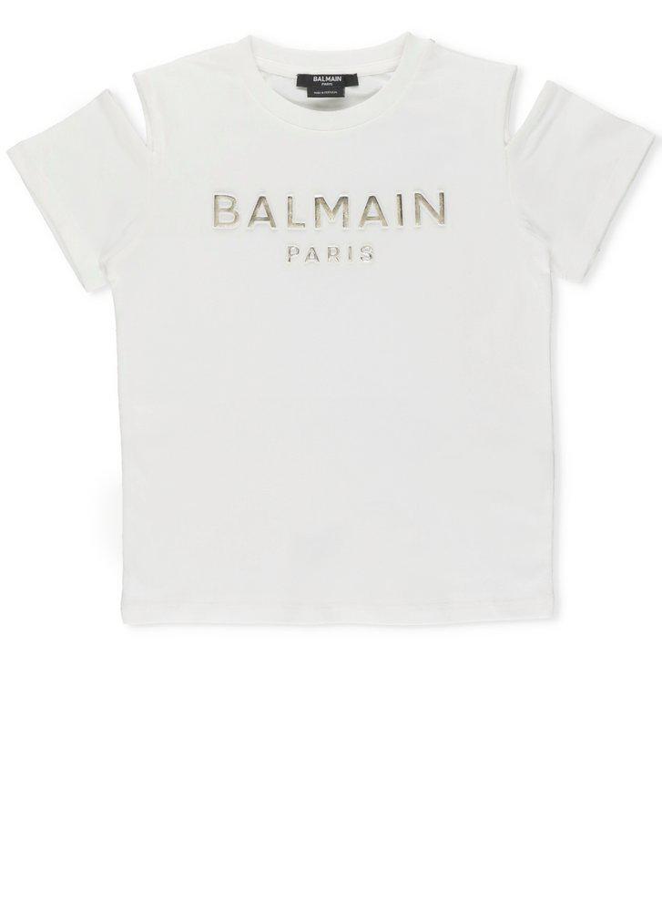 Balmain Kids Cut-Out Crewneck T-Shirt商品第1张图片规格展示