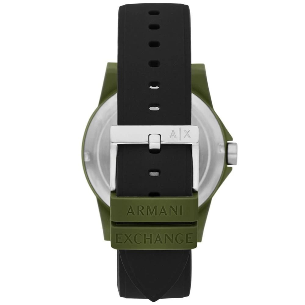 商品Armani Exchange|Men's Three-Hand Black Silicone Strap Watch, 44mm,价格¥772,第3张图片详细描述