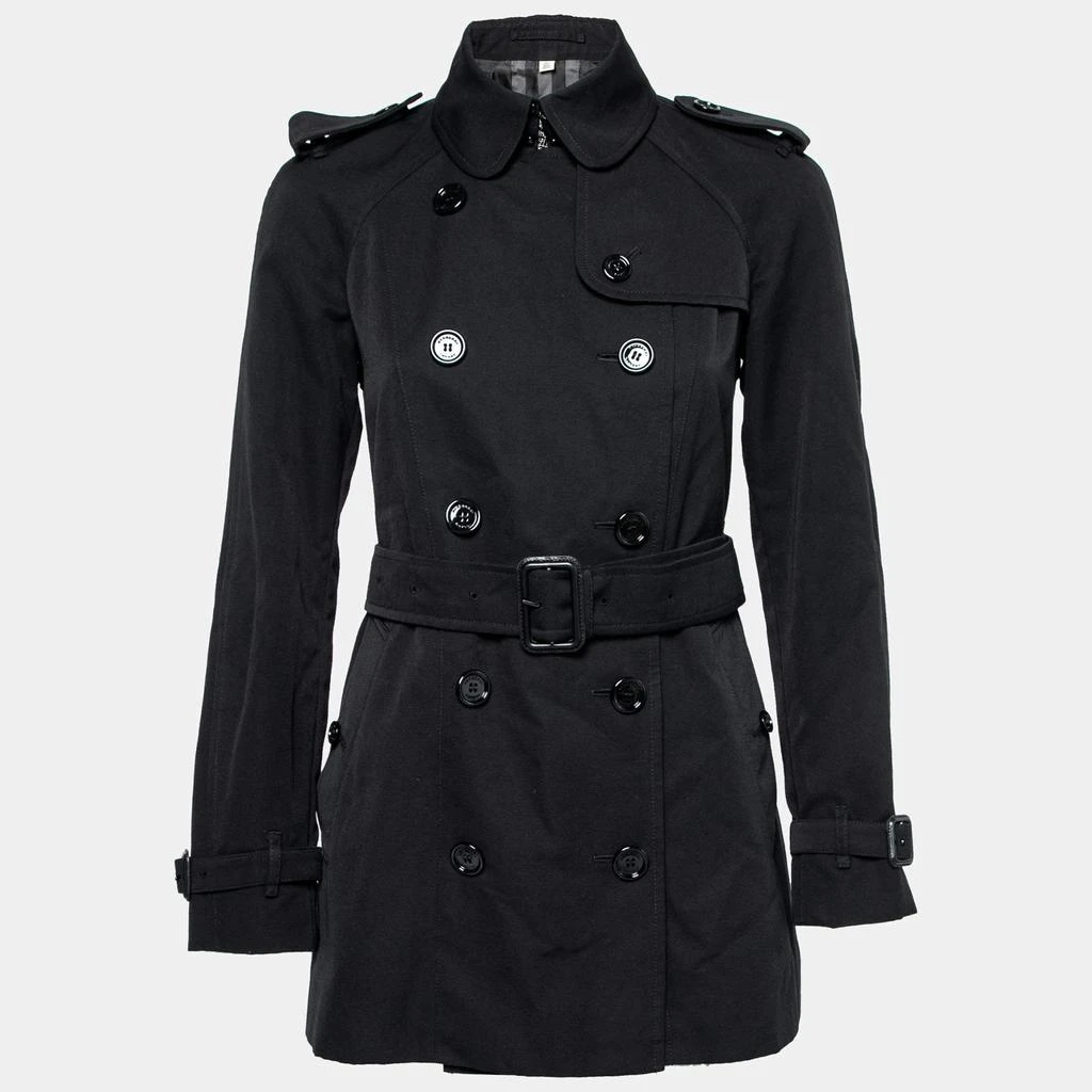 商品[二手商品] Burberry|Burberry Black Gabardine Double Breasted Belted Short Trench Coat XS,价格¥3986,第1张图片