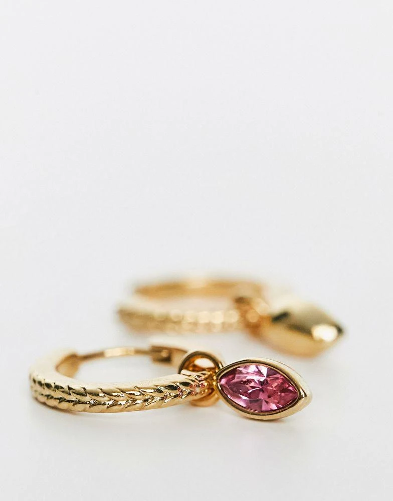 商品Orelia|Orelia huggie hoop earrings with Swarovski navette crystal in gold plate,价格¥257,第4张图片详细描述