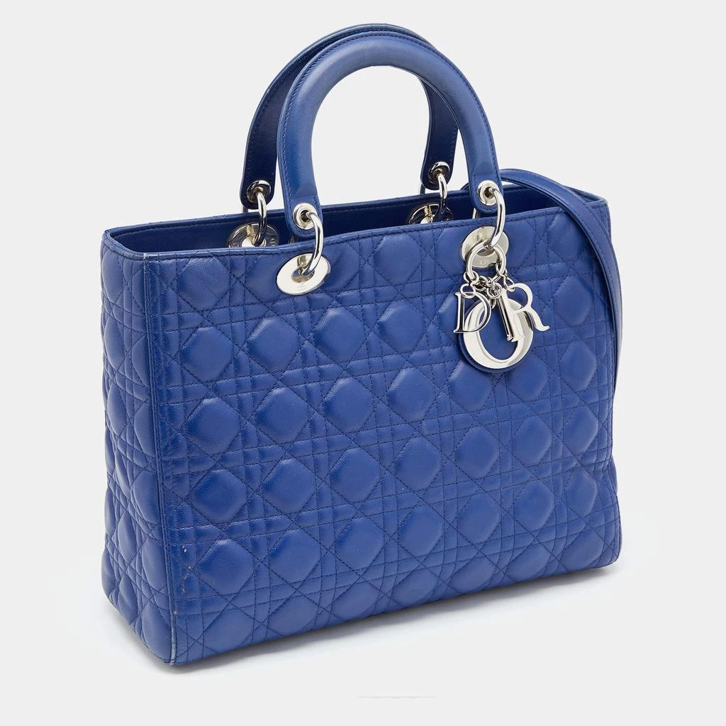 商品[二手商品] Dior|Dior Blue Cannage Leather Large Lady Dior Tote,价格¥11870,第3张图片详细描述