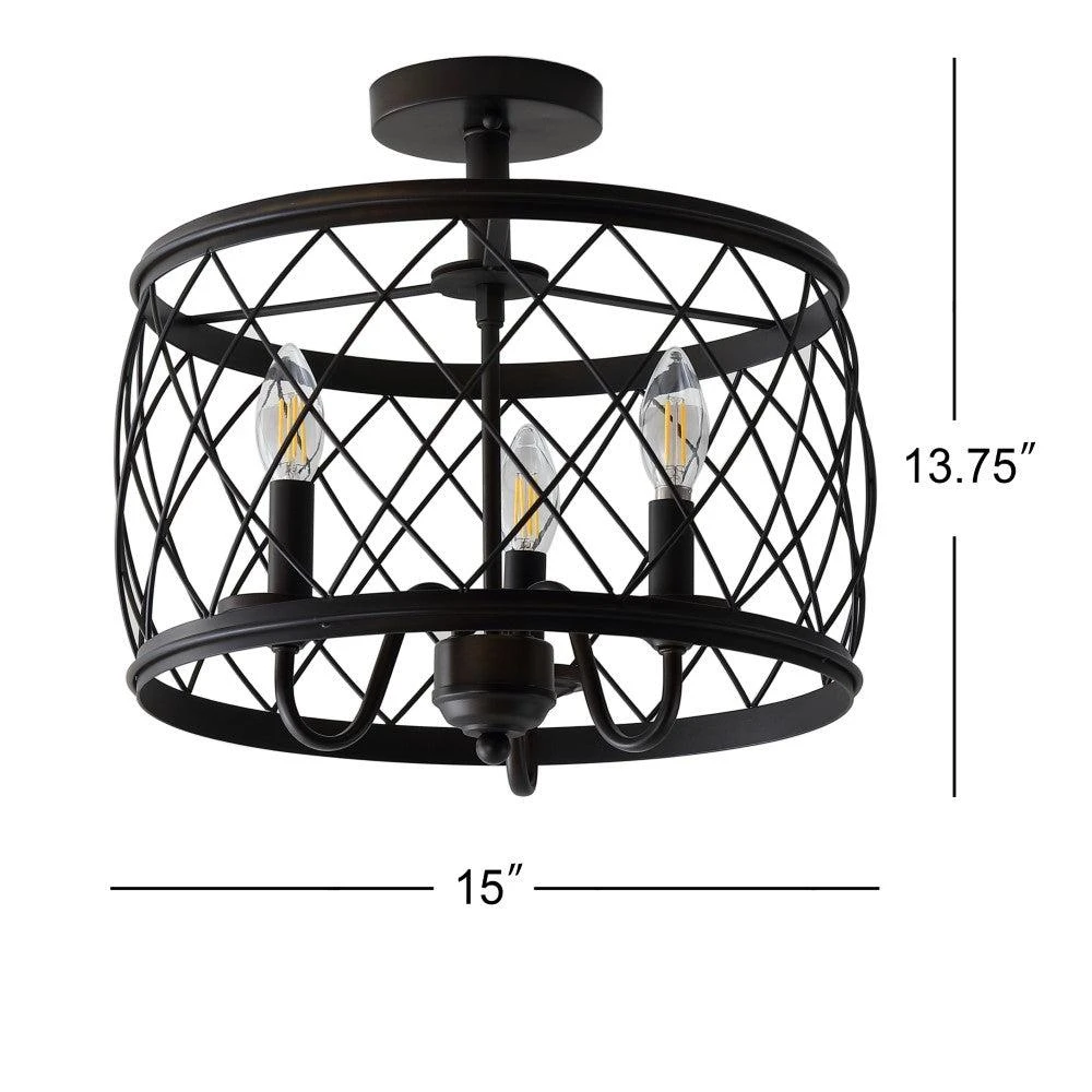 商品JONATHAN Y|Eleanor 15" 3-Light Metal LED Semi Flush Mount Ceiling Light,价格¥1471,第4张图片详细描述
