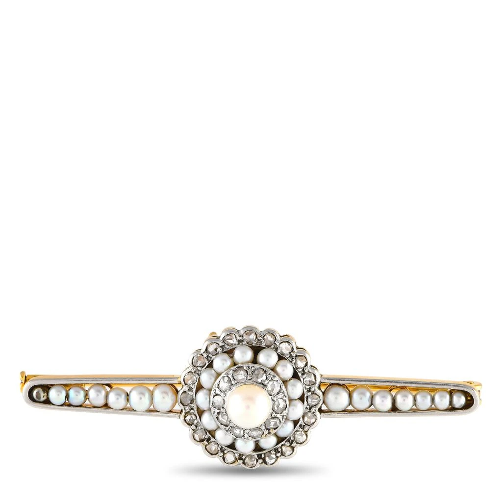 商品[二手商品] Non Branded|LB Exclusive 14K Yellow Gold Diamond and Seed Pearl Brooch MF02-052024,价格¥9784,第1张图片