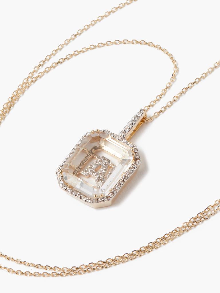 商品MATEO|Initials diamond, quartz & 14kt gold necklace A-M,价格¥15269,第5张图片详细描述