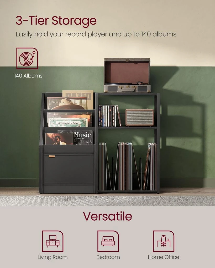 商品Hivvago|3-Tier Record Player Stand for 140 Albums,价格¥1130,第3张图片详细描述