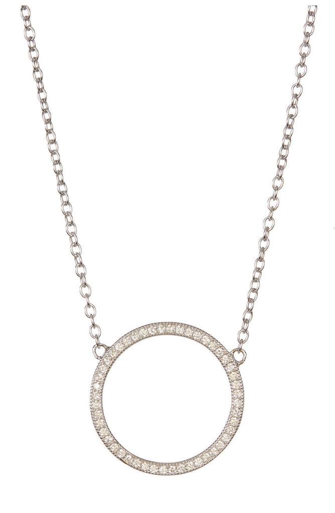 商品ADORNIA|White Rhodium Plated Swarovski Crystal Accented Circular Necklace,价格¥172,第1张图片