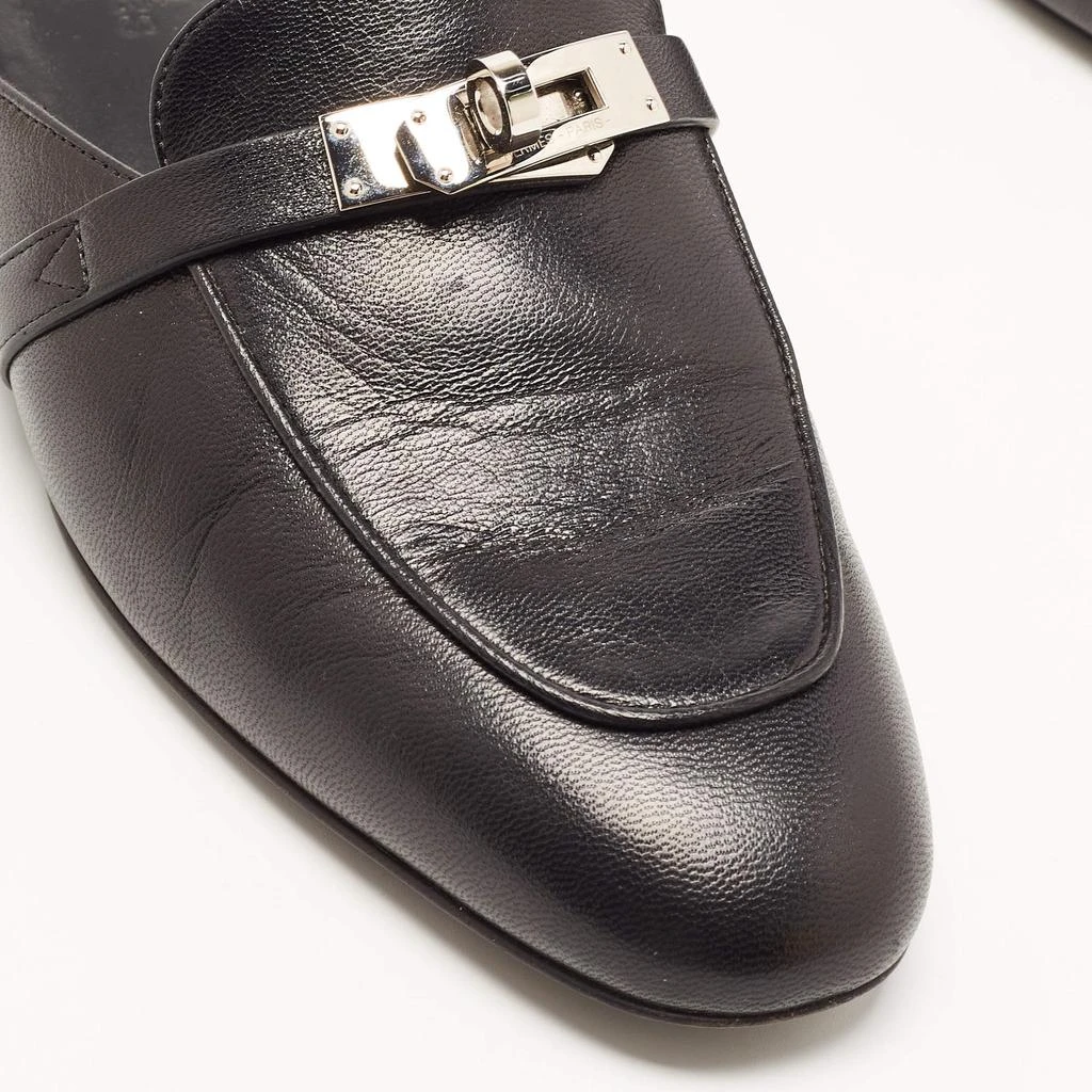 Hermes Black Leather Oz Flat Mules Size 37.5 商品