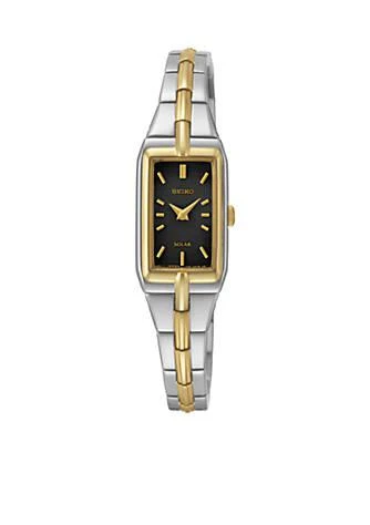 商品Seiko|Two Tone Black Dial Solar Dress Watch,价格¥1534,第1张图片