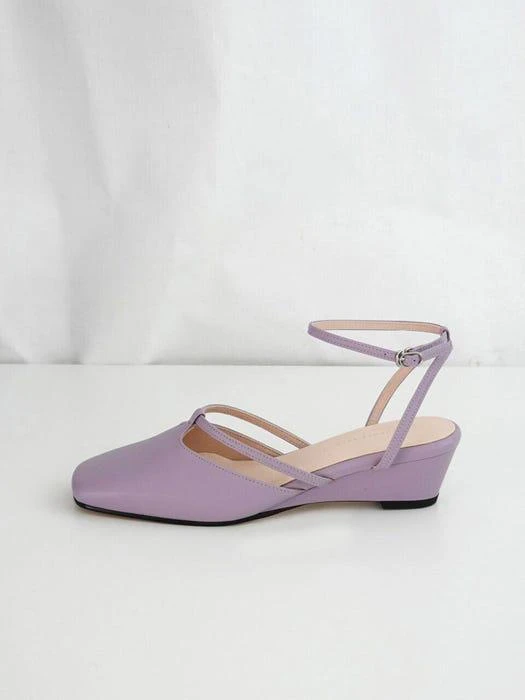商品FEBRUARY SECOND|T Strap Wedges Slingback Lilac,价格¥1814,第1张图片
