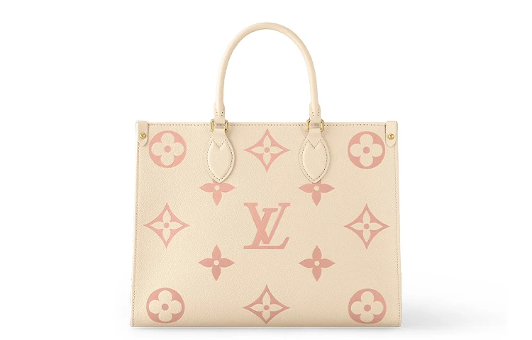 商品[国内直发] Louis Vuitton|ONTHEGO 双色老花 压纹牛皮革 托特包Tote包购物袋手提包 中号 女款 奶油白/粉色,价格¥39714,第4张图片详细描述