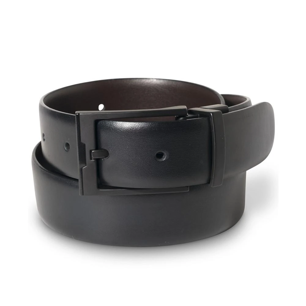 商品Perry Ellis|Men's Matte Black Reversible Buckle Leather Belt,价格¥375,第1张图片