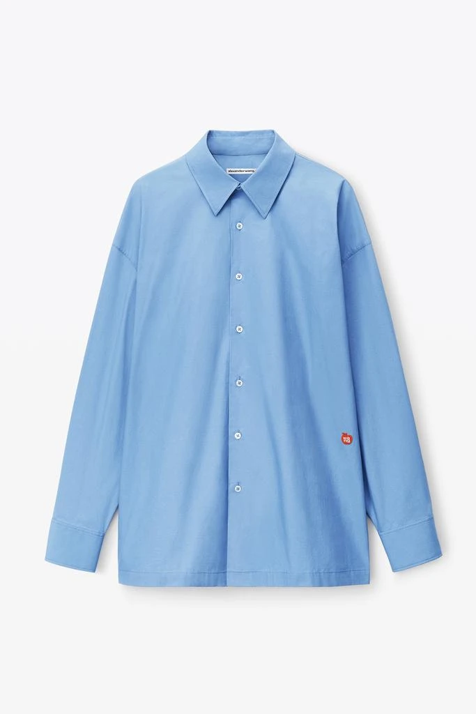 商品Alexander Wang|Button Up Boyfriend Shirt In Compact Cotton With Apple Logo Patch,价格¥2388,第3张图片详细描述