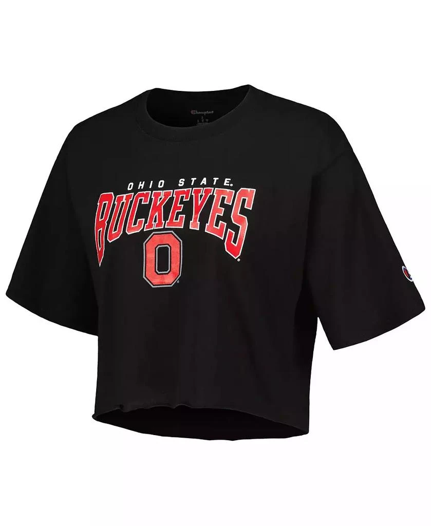 商品CHAMPION|Women's Heather Charcoal Ohio State Buckeyes Boyfriend Cropped T-shirt,价格¥228,第2张图片详细描述