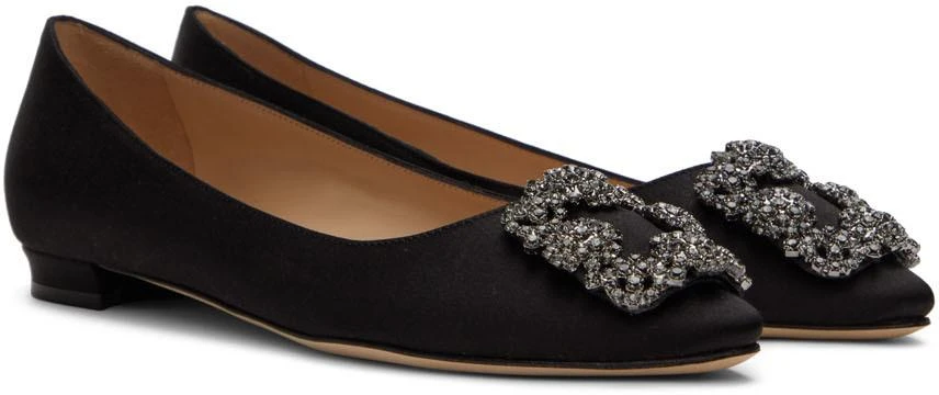 商品Manolo Blahnik|Black Satin Hangisi Ballerina Flats,价格¥4871,第4张图片详细描述