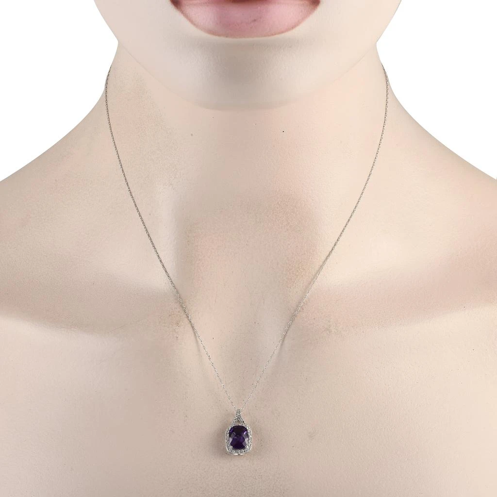 商品LB Exclusive|14K White Gold 0.13ct Diamond and Amethyst Pendant Necklace PD4-15472WAM,价格¥3025,第2张图片详细描述