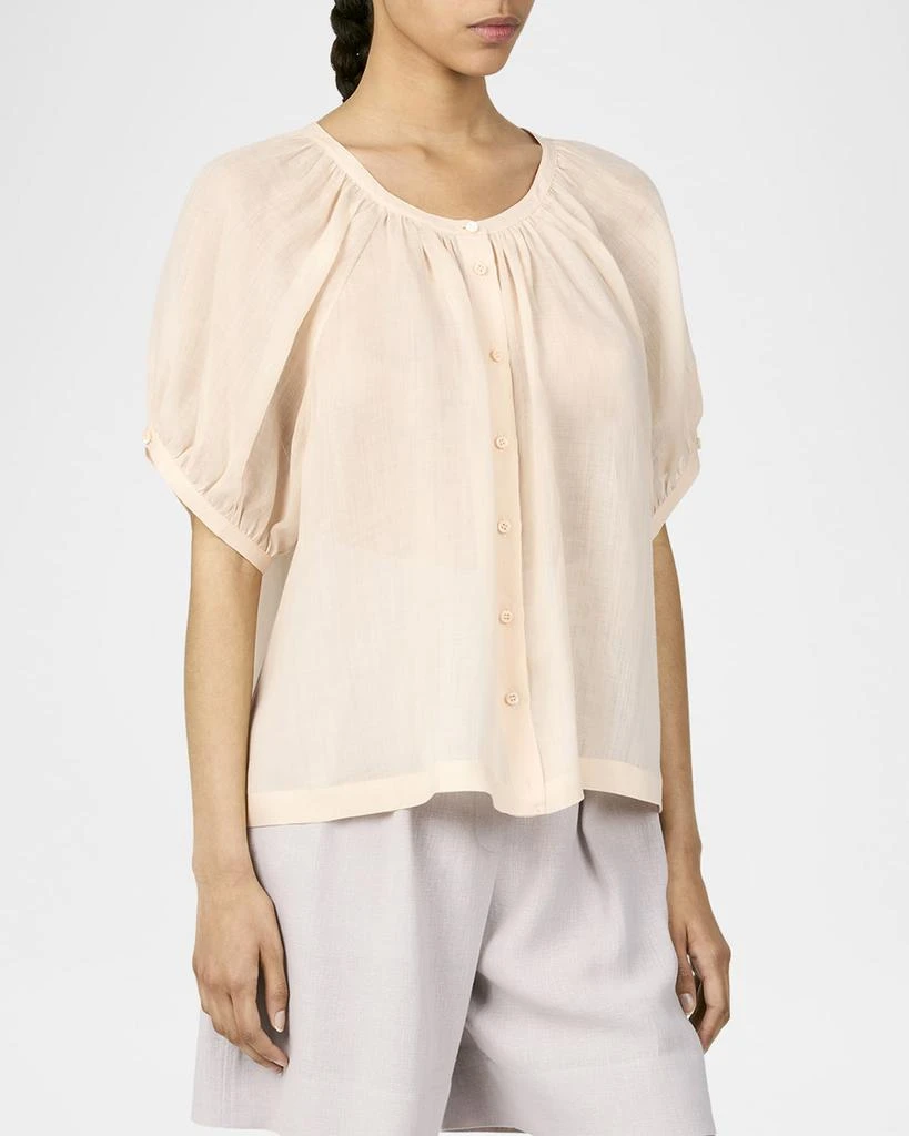 商品Loro Piana|Gritt Ramie Voile Short-Sleeve Shirt,价格¥8880,第2张图片详细描述
