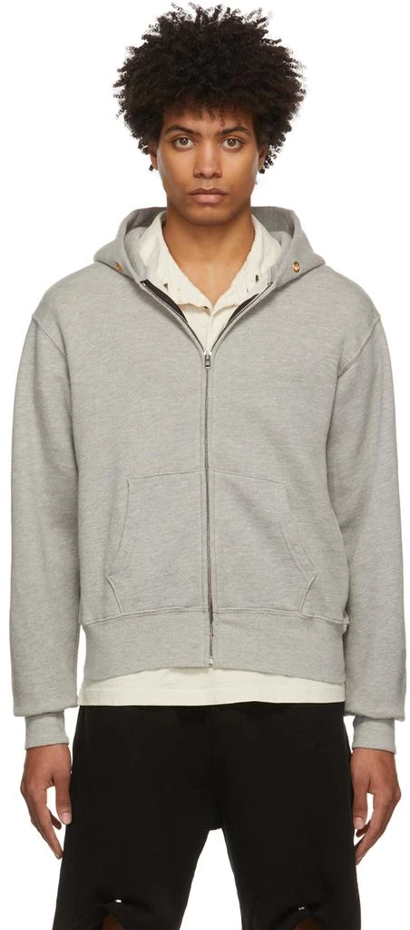 商品Les Tien|Grey Cotton Cropped Hoodie,价格¥671,第1张图片