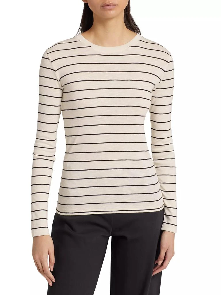 商品Vince|Striped Cotton-Blend Crewneck Long-Sleeve T-Shirt,价格¥1087,第3张图片详细描述