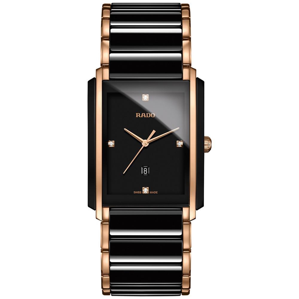 商品Rado|Men's Swiss Integral Diamond Accent Two-Tone Stainless Steel and Ceramic Bracelet Watch 31x41mm R20207712,价格¥18011,第1张图片