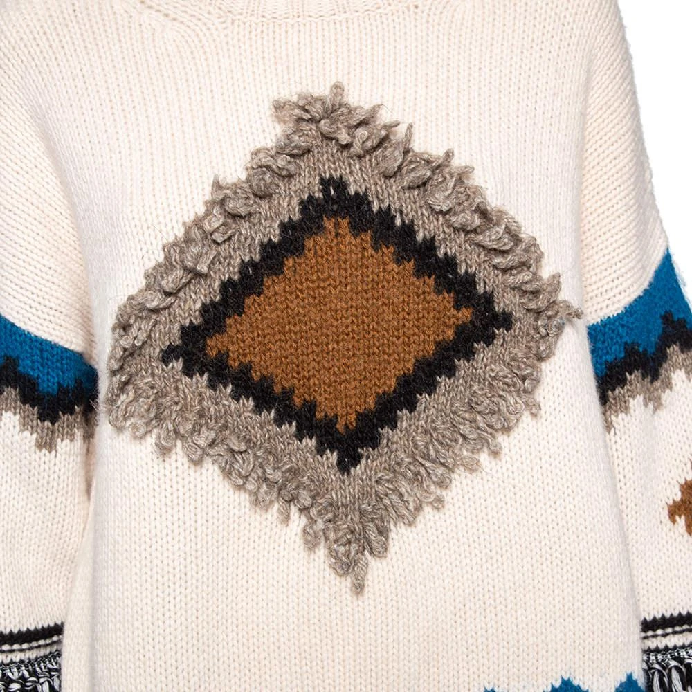 商品[二手商品] Weekend Max Mara|Weekend Max Mara Cream Intarsia Knit Fringe Trimmed Baita Sweater XL,价格¥3130,第4张图片详细描述