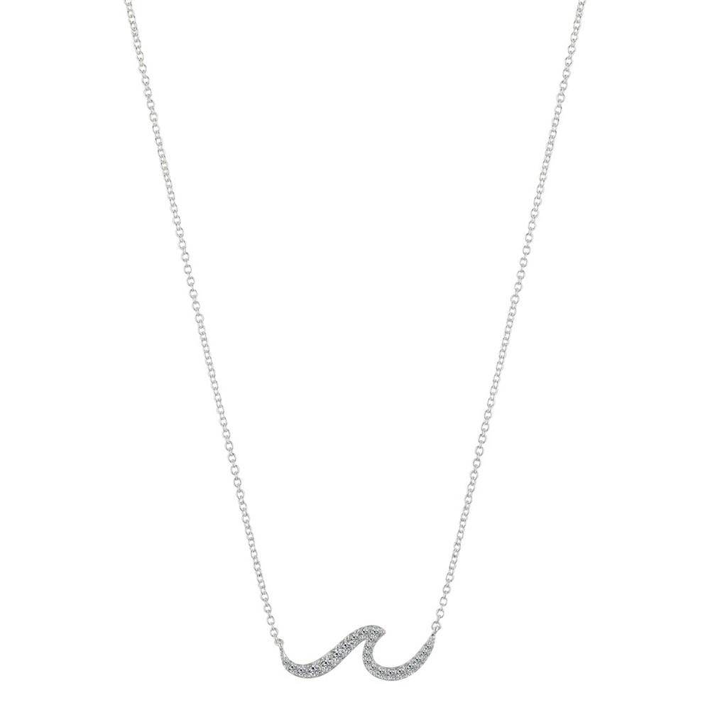 Fine Silver Plated Cubic Zirconia Wave Design Necklace商品第1张图片规格展示