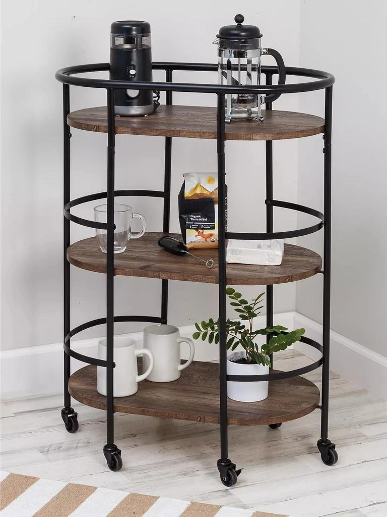Three-Tier Wood Rolling Bar Cart 商品