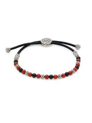 商品John Hardy|Classic Chain Sterling Silver, Black Onyx & Carnelian Beaded Cord Bracelet,价格¥1126,第1张图片