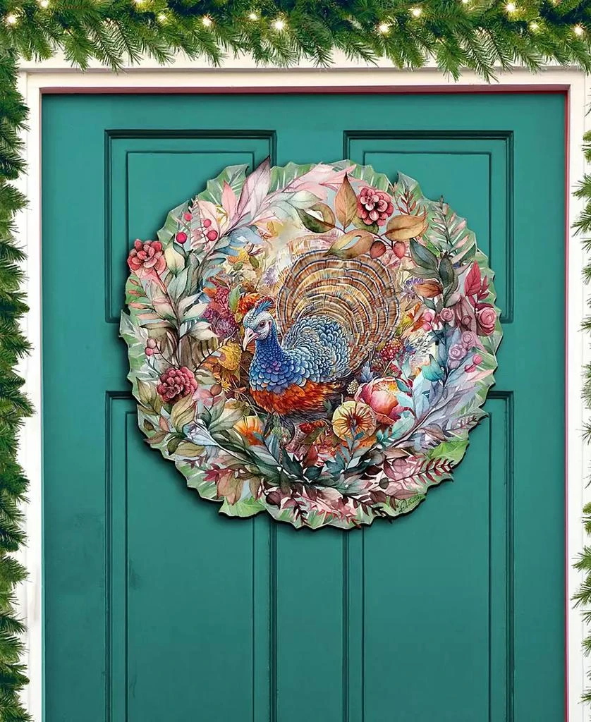 商品Designocracy|Holiday Wood Door Decor Wall Decor Hanging Decoration Turkey Wreath G. DeBrekht,价格¥576,第2张图片详细描述