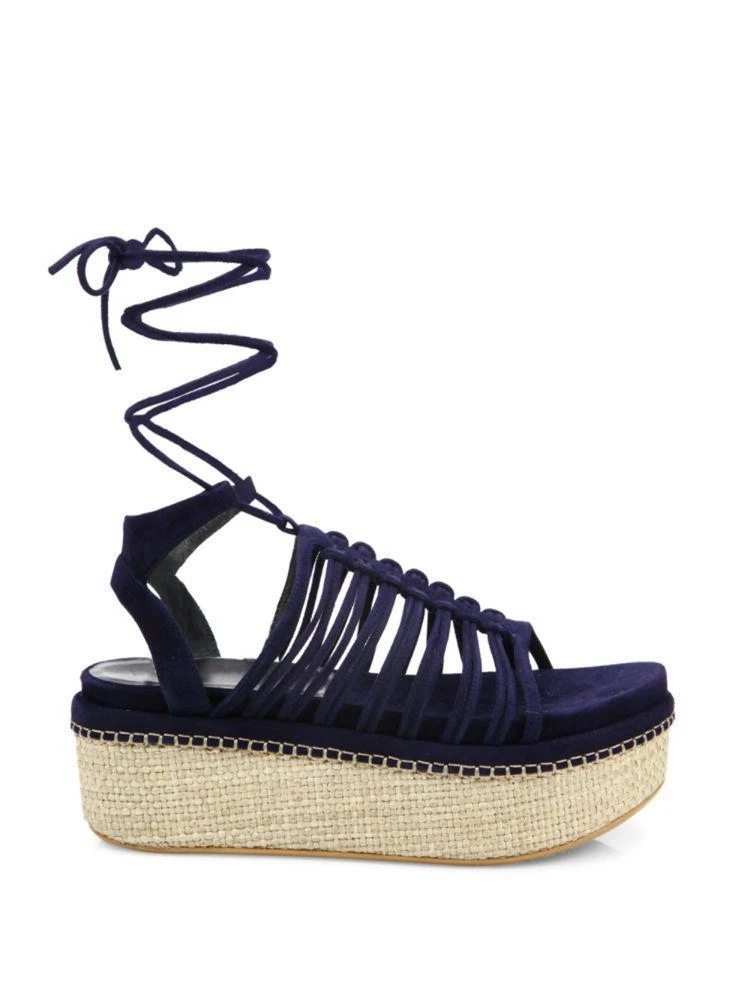 商品Stuart Weitzman|Knotagain Suede Caged Platform Wedge Sandals,价格¥1526,第5张图片详细描述