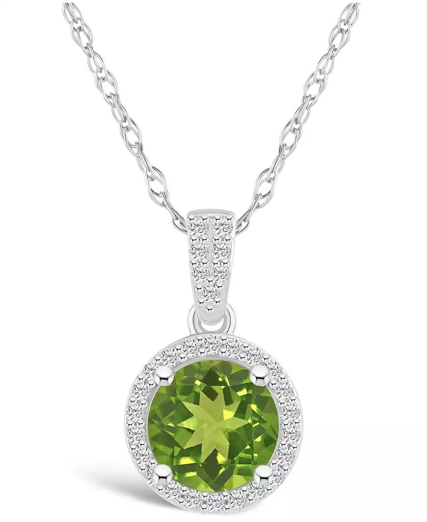 商品Macy's|Peridot (1-1/2 ct. t.w.) and Lab Grown Sapphire (1/6 ct. t.w.) Halo Pendant Necklace in 10K White Gold,价格¥9188,第1张图片