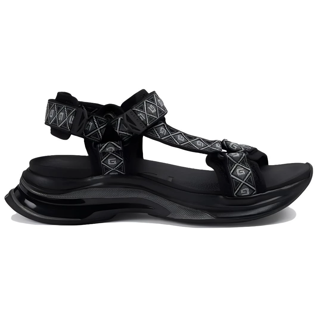 商品[国内直发] Gucci|古驰 RUN 露趾魔术贴 沙滩凉鞋 男款 黑色,价格¥2530,第3张图片详细描述