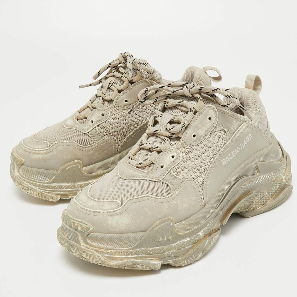 商品[二手商品] Balenciaga|Balenciaga Grey Leather and Mesh Faded Triple S Sneakers Size 39,价格¥3131,第2张图片详细描述