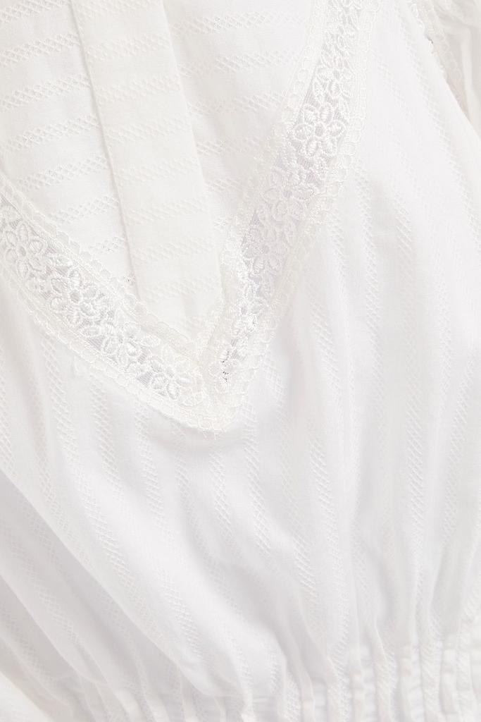 Lalis lace-trimmed shirred cotton blouse商品第2张图片规格展示