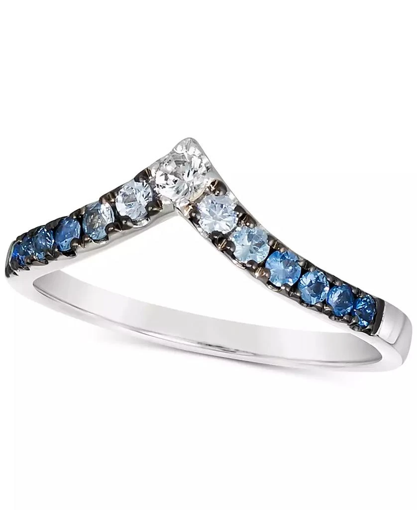 商品Le Vian|Denim Ombré (1/3 ct. t.w.) & White Sapphire (1/10 ct. t.w.) V Ring in 14k White Gold,价格¥3662,第1张图片