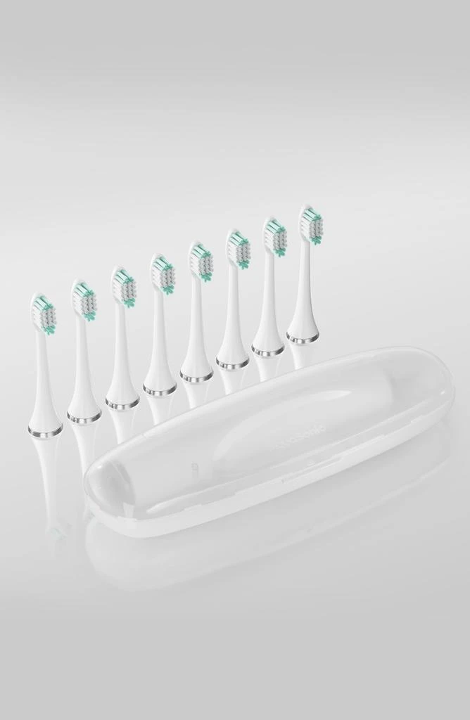 商品AquaSonic|VIBE Series White UltraSonic Whitening Toothbrush with 8 DuPont Brush Heads & Travel Case,价格¥304,第4张图片详细描述