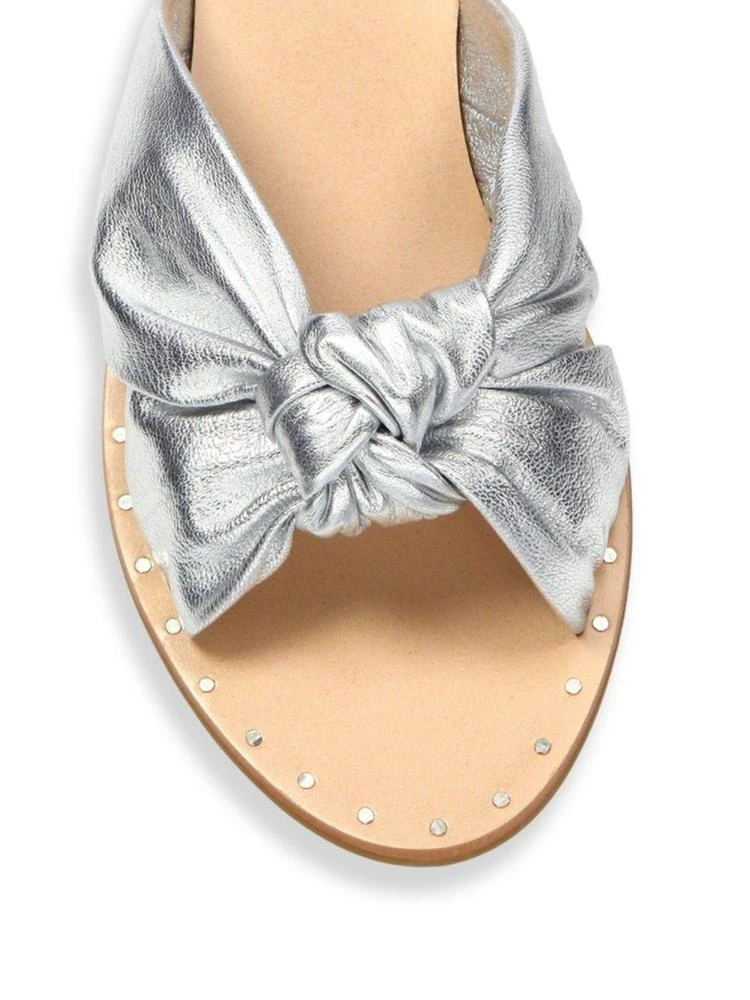 商品Loeffler Randall|Lucia Studded Knot Metallic Leather Slide Sandals,价格¥886,第3张图片详细描述