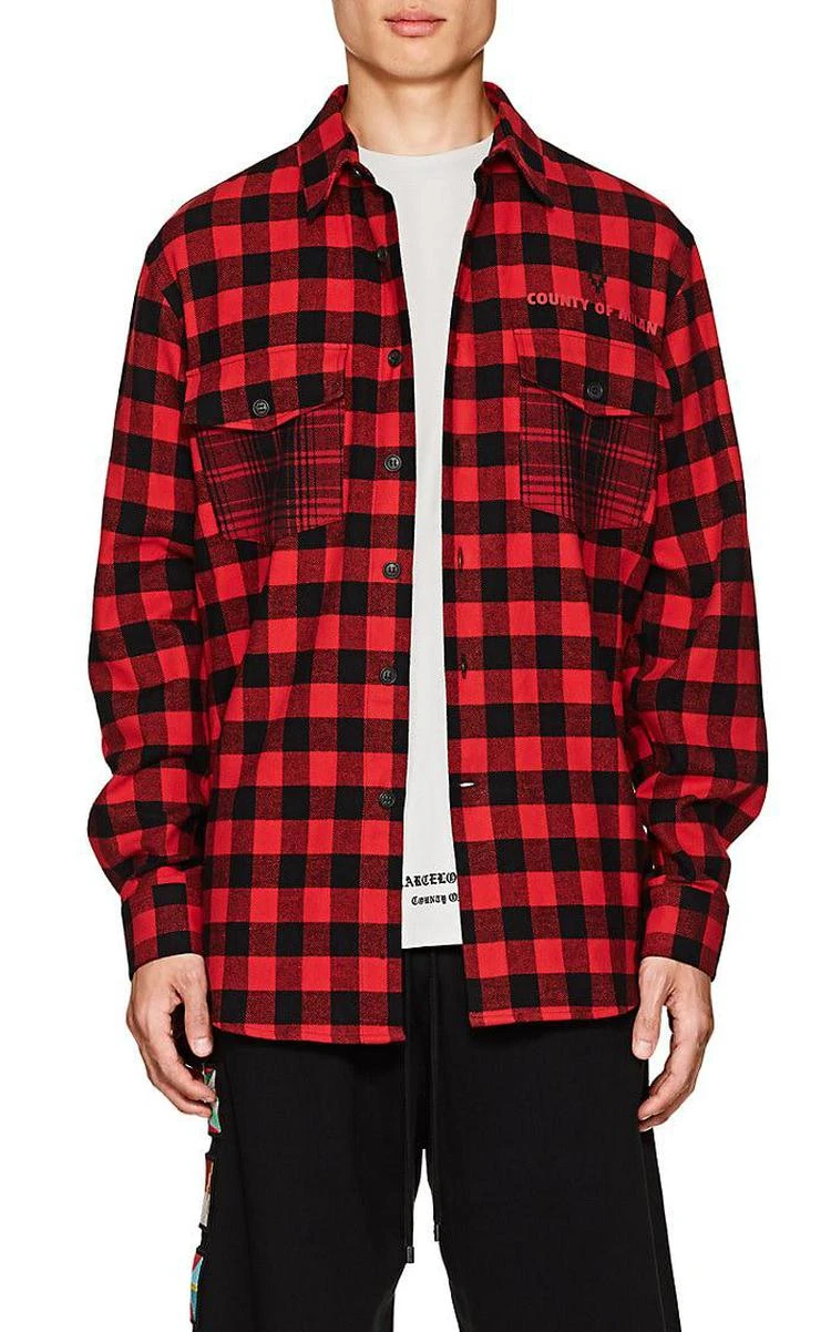 商品Marcelo Burlon|Pit-Bull Cotton-Blend Flannel Shirt,价格¥4429,第1张图片