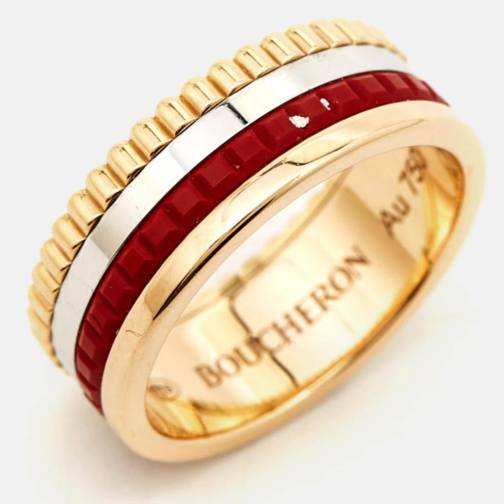 商品[二手商品] Boucheron|Quatre Red Edition Ceramic 18K Three Tone Gold Ring,价格¥39583,第2张图片详细描述