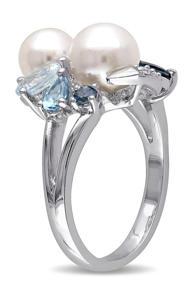 商品DELMAR|White Freshwater Pearl, Created White Sapphire & Mixed Blue Stone Ring,价格¥749,第2张图片详细描述