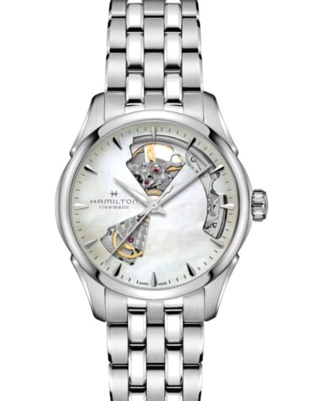 商品Hamilton|Hamilton Jazzmaster Open Heart Lady Automatic Mother of Pearl Dial Steel Women's Watch H32215190,价格¥6746,第1张图片