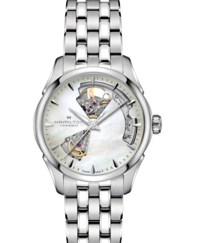 商品Hamilton|Hamilton Jazzmaster Open Heart Mother of Pearl Dial Steel Women's Watch H32215190,价格¥5119,第1张图片