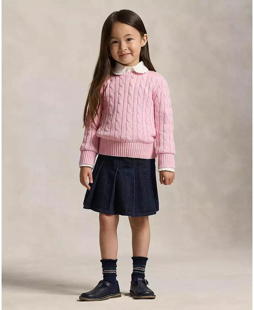 商品Ralph Lauren|Girls 2T-6x Long-Sleeve Cable-Knit Cotton Sweater,价格¥336,第3张图片详细描述