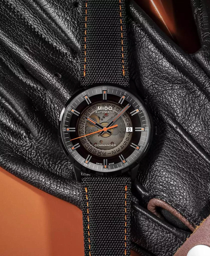 商品MIDO|Men's Swiss Automatic Commander Gradient Black Fabric Strap Watch 40mm,价格¥7564,第4张图片详细描述