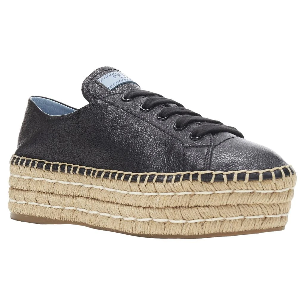 商品[二手商品] Prada|Leather Signature Tab Double Jute Platform Espadrille,价格¥3398,第2张图片详细描述