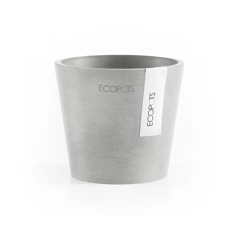 商品ECOPOTS|Amsterdam Round Plastic Flower Pot, White Grey, 4",价格¥81,第1张图片