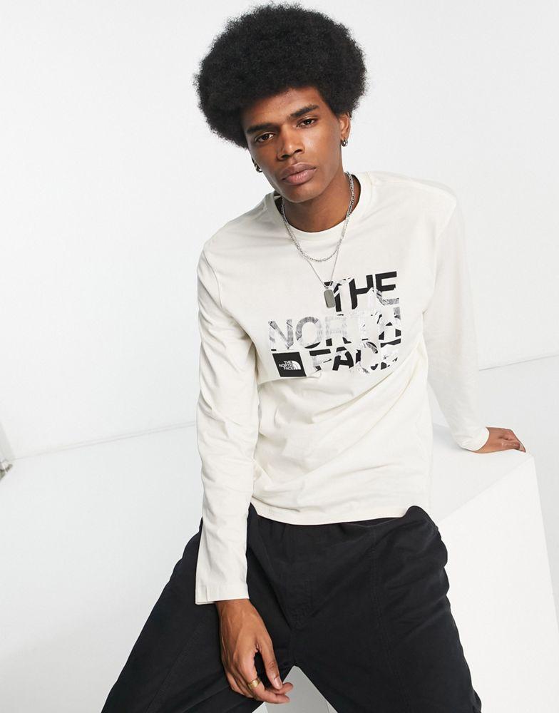 The North Face Coordinates long sleeve chest print t-shirt in off white商品第1张图片规格展示
