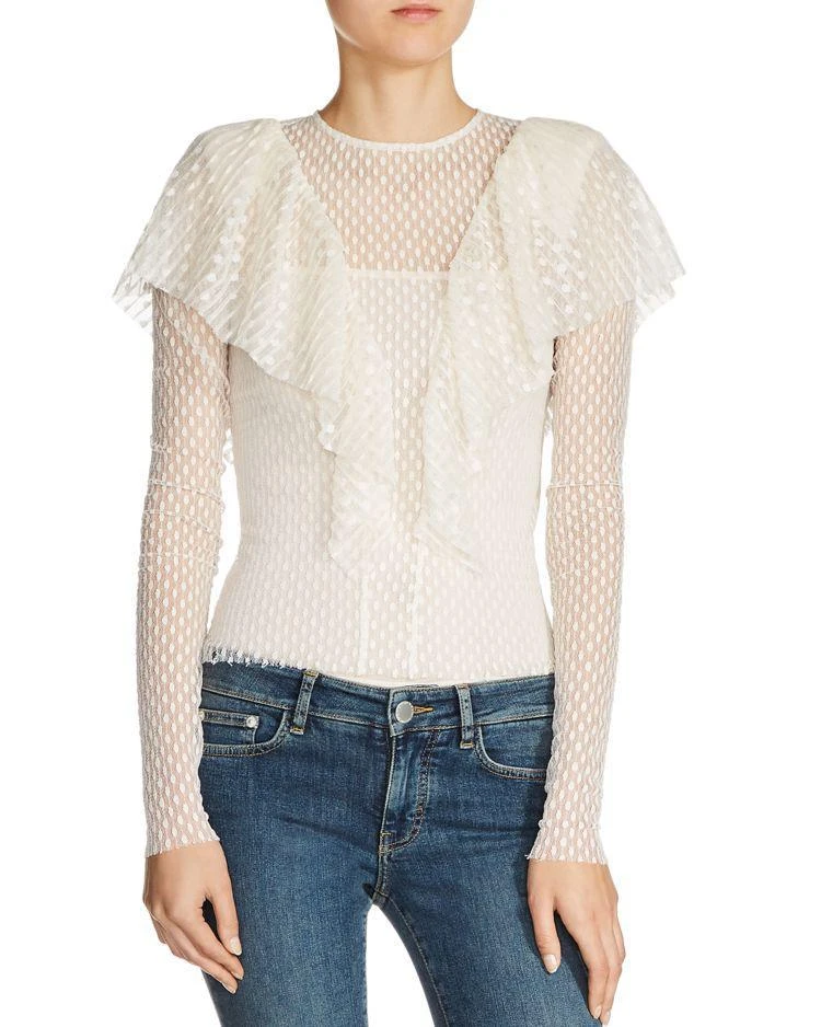 商品Maje|Lisaya Dotted-Swiss Frill Top,价格¥1111,第1张图片
