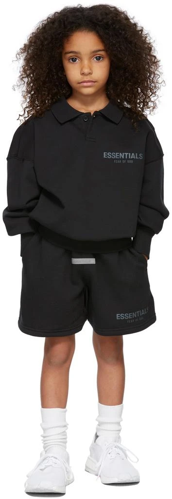 商品Essentials|Kids Black French Terry Long Sleeve Polo,价格¥292,第1张图片