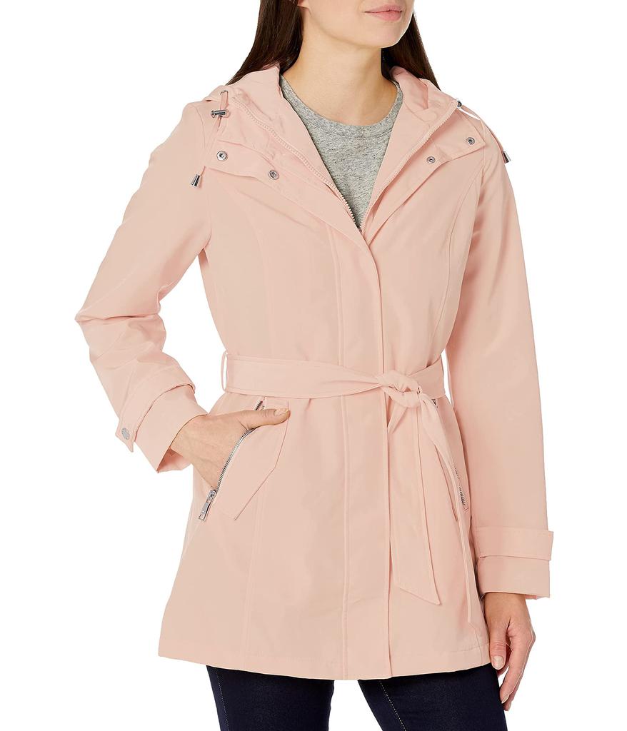 Women's Hooded Raincoat with Belt Jacket商品第1张图片规格展示