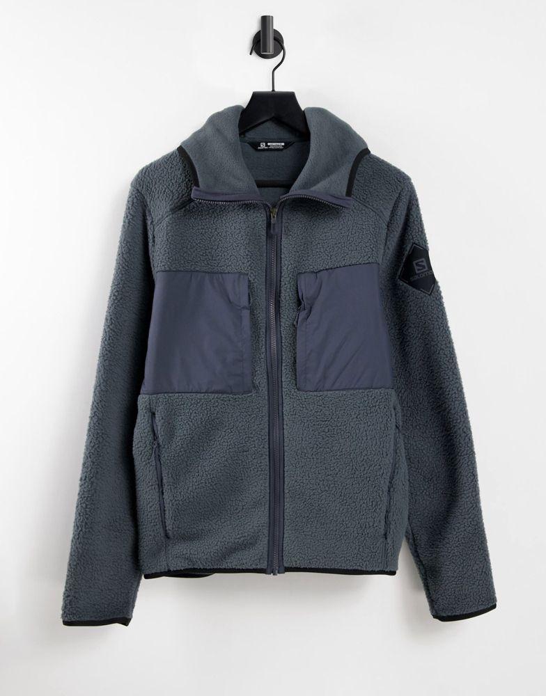 Salomon Snowshelter Ted zip through hoodie in grey商品第1张图片规格展示